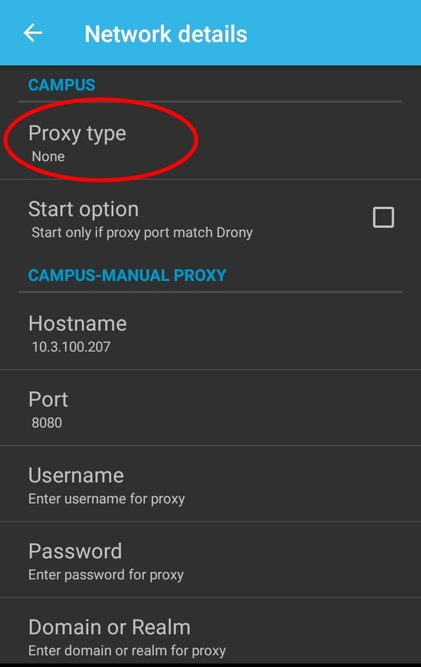 What is the stepbystep procedure for proxy settings for the new Droid