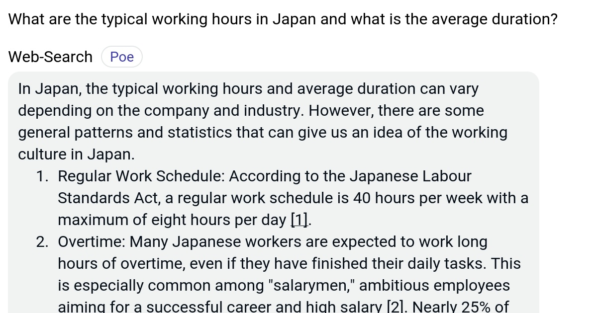 What are the typical working hours in Japan and what is the average