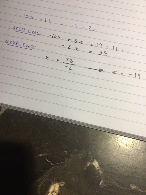 What is x if 10x 19 = 19 8x? Quora