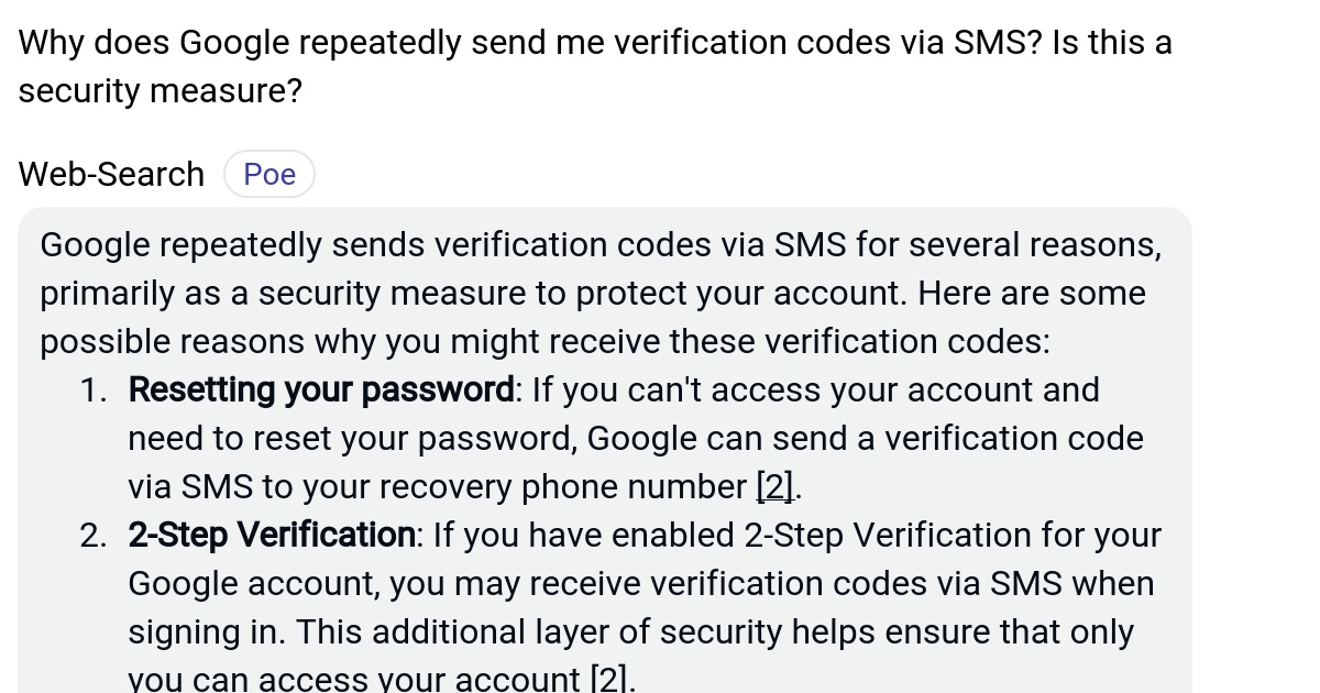 Why does Google repeatedly send me verification codes via SMS? Is this