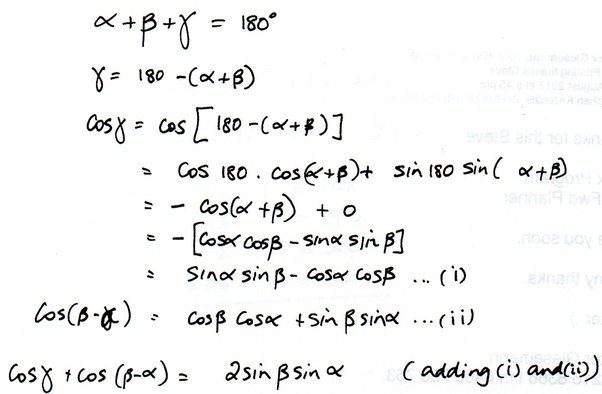 If α (alpha), β (beta) and γ (gamma) are the angles of a triangle, how