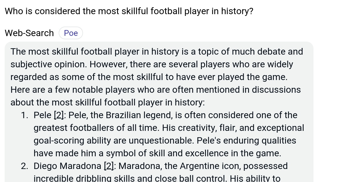 Who is considered the most skillful football player in history? Poe