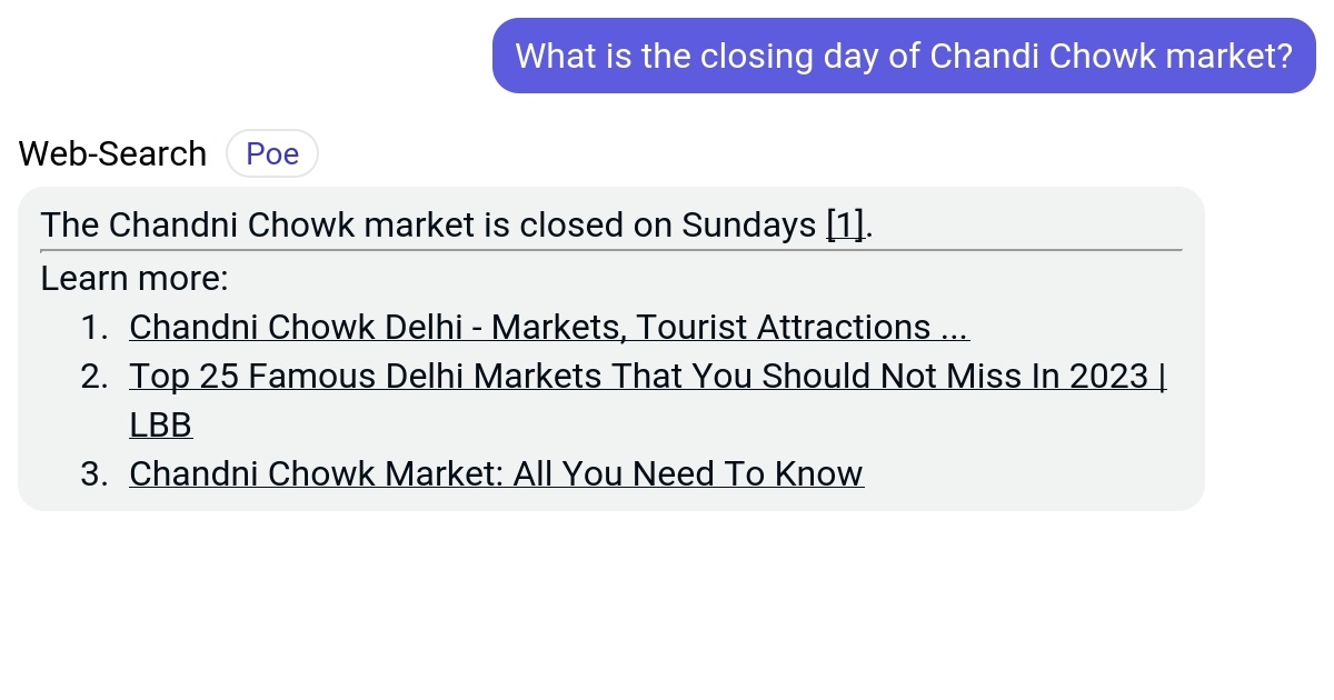 What is the closing day of Chandi Chowk market? Poe