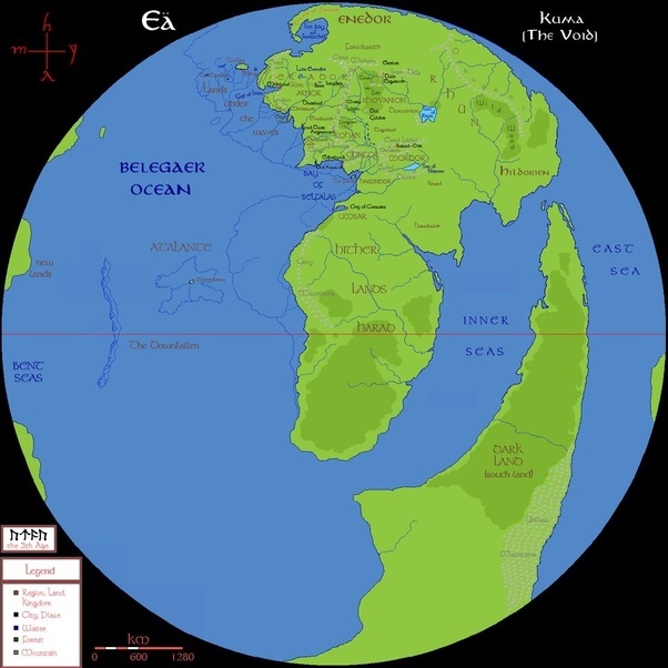 Where exactly are the references to the other six continents in J.R.R. Tolkien's MiddleEarth