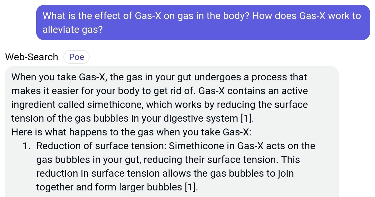 What is the effect of GasX on gas in the body? How does GasX work to