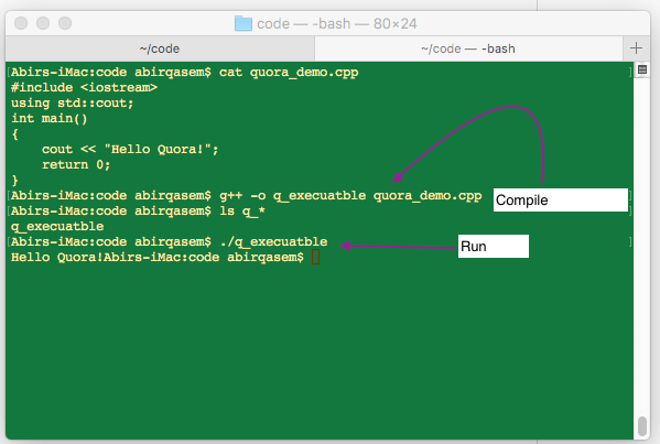 What is the method of running C++ code through a command prompt? Quora