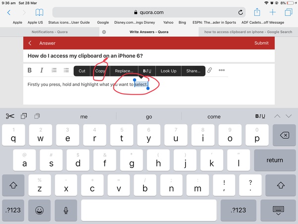 Where is the clipboard on an Apple iPhone? Quora