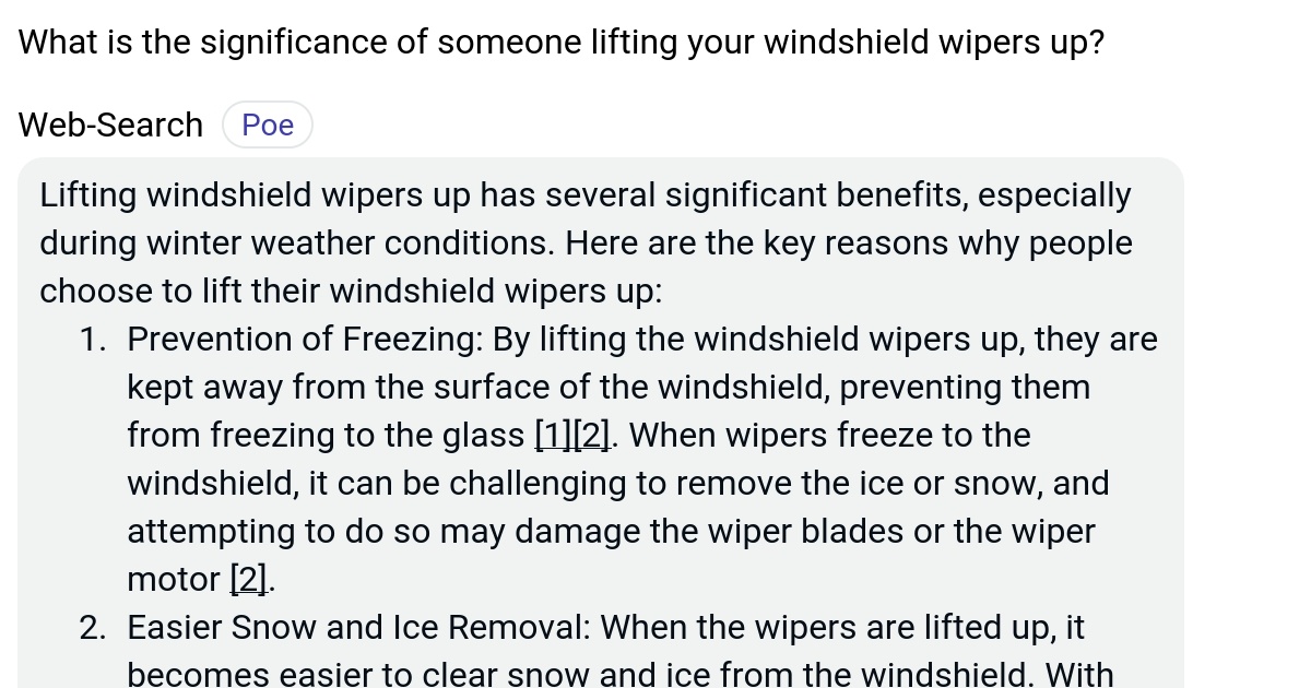 What is the significance of someone lifting your windshield wipers up