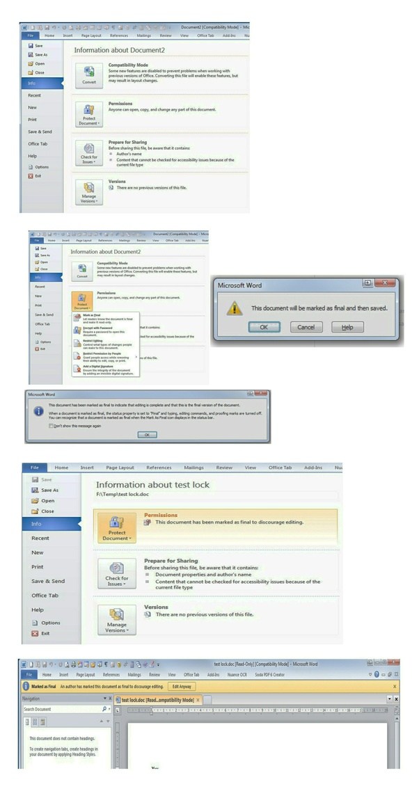 In Microsoft Word, how do you unlock a document for editing? Quora