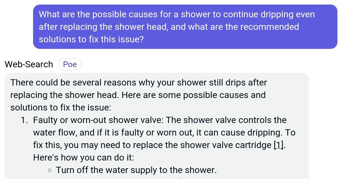What are the possible causes for a shower to continue dripping even