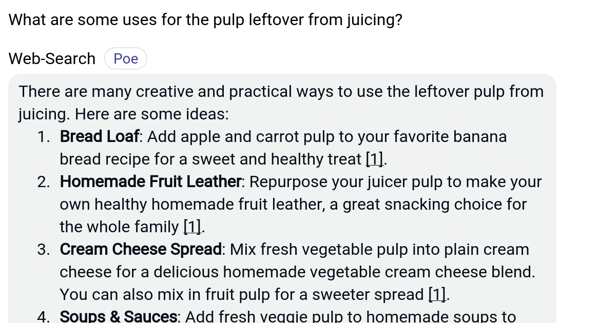 What are some uses for the pulp leftover from juicing? Poe