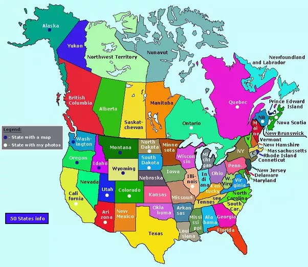 Canada Us Border States Map canadaal