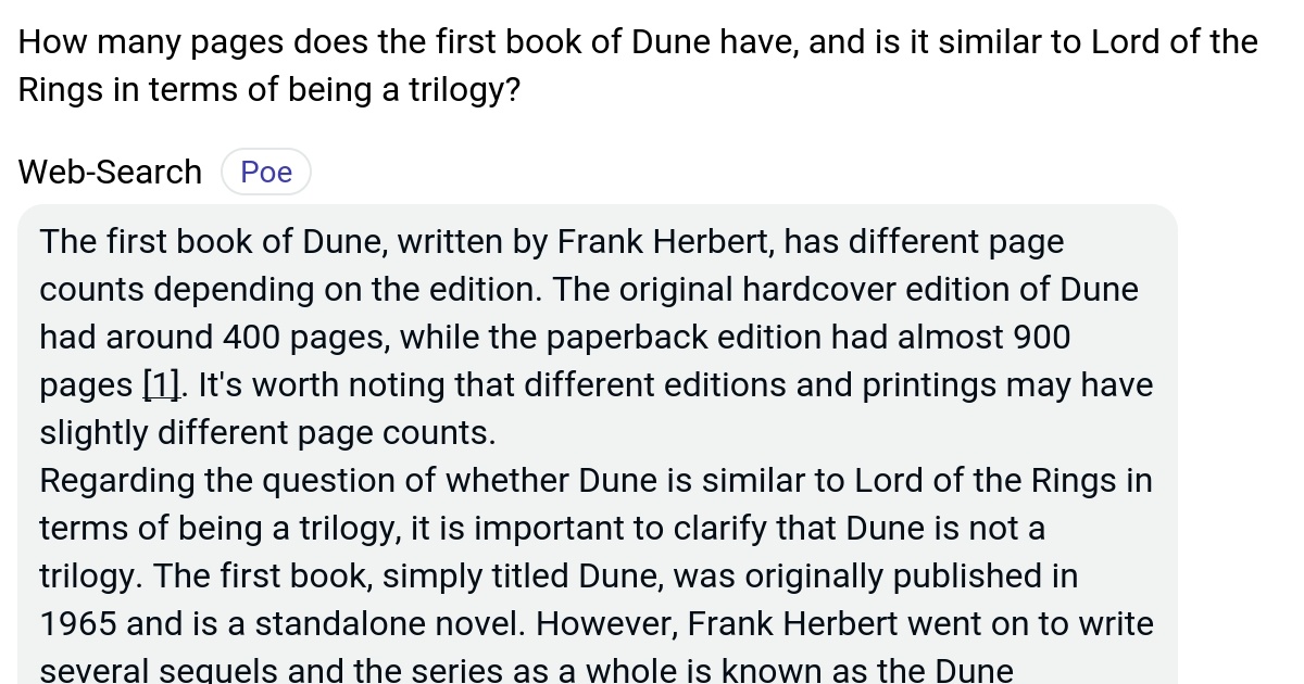 How many pages does the first book of Dune have, and is it similar to