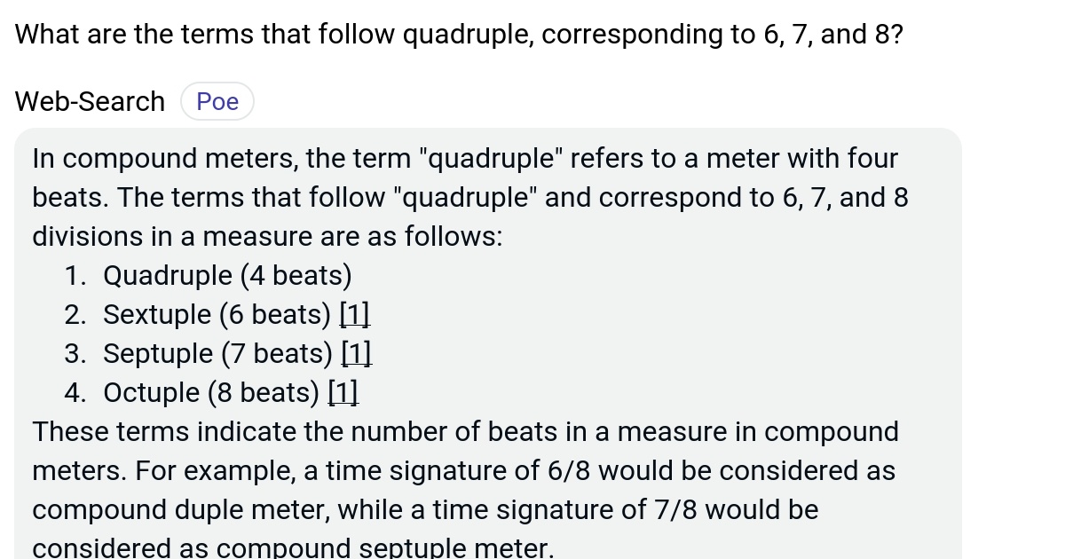 What are the terms that follow quadruple, corresponding to 6, 7, and 8