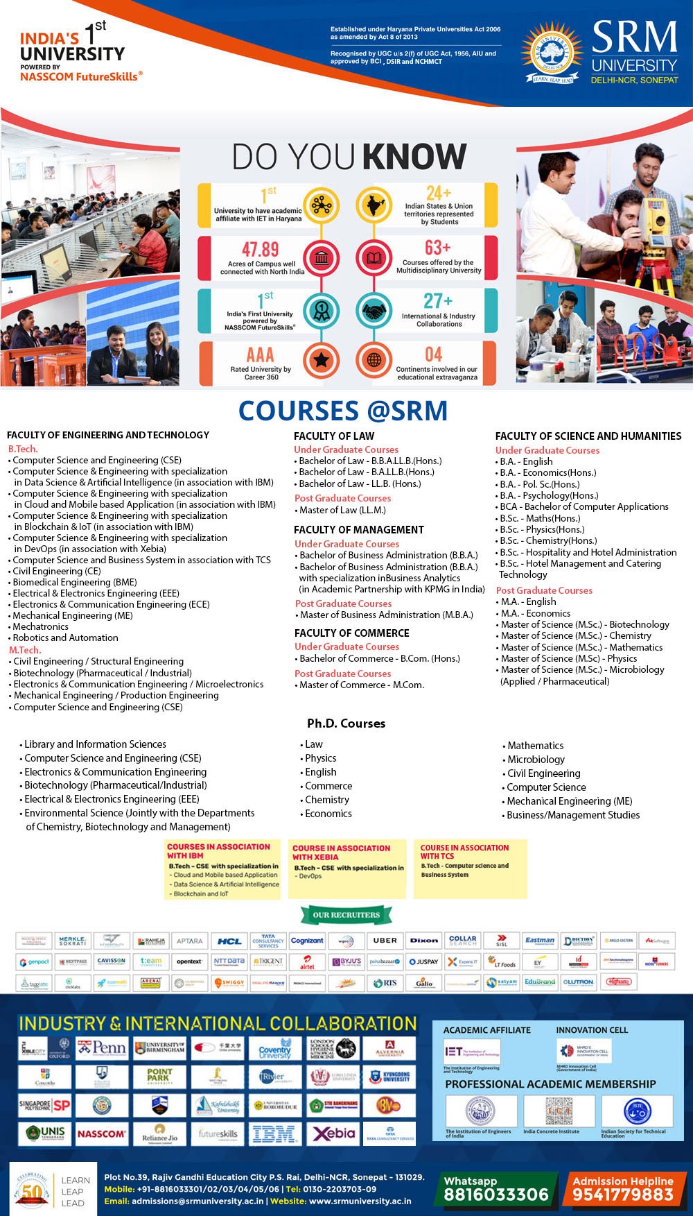 Srm University B Tech Courses List Waraqa Blog