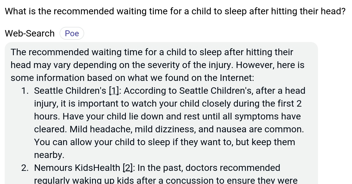 What is the waiting time for a child to sleep after hitting