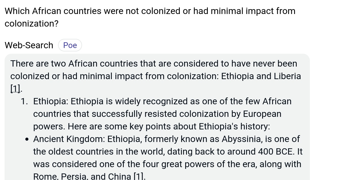 Which African countries were not colonized or had minimal impact from