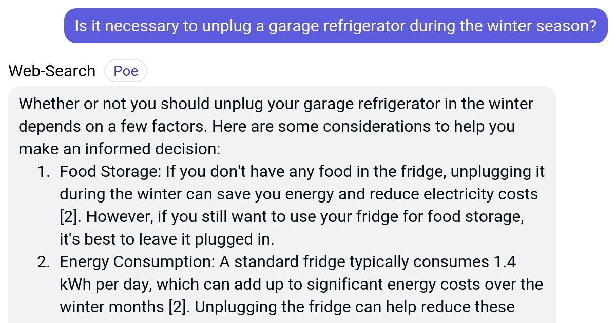 Is it necessary to unplug a garage refrigerator during the winter