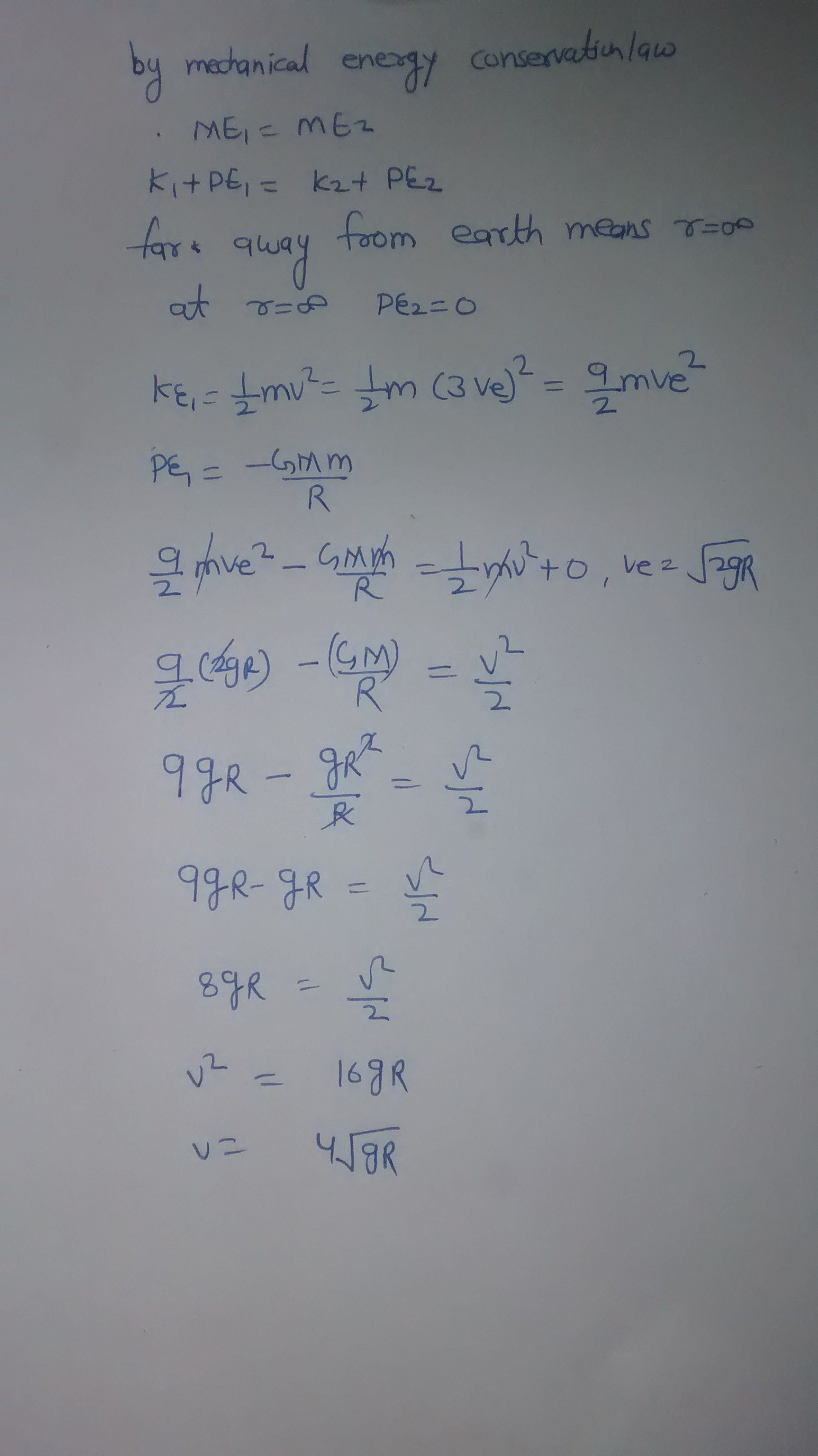 Kecepatan lepas proyektil di permukaan bumi adalah 11,2 km. Sebuah tubuh  diproyeksikan keluar dengan tiga kali kecepatan ini. Berapa kecepatan  tubuh, jauh dari Bumi? Abaikan keberadaan Matahari dan planet-planet  lainnya. - Quora