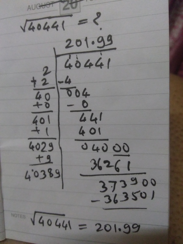 How to find the square root of 40441 by the long division method Quora