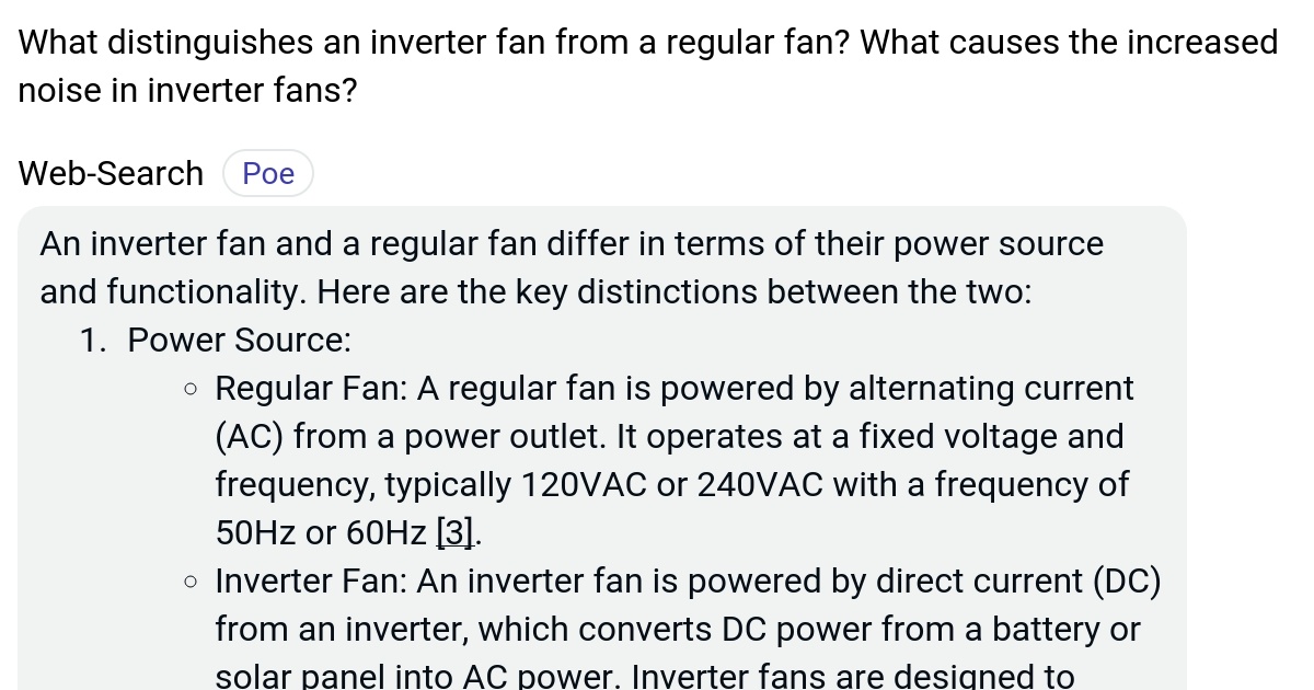 What distinguishes an inverter fan from a regular fan? What causes the increased noise in