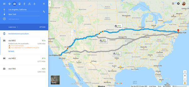 How long does a car ride from Los Angeles to New York take? Quora