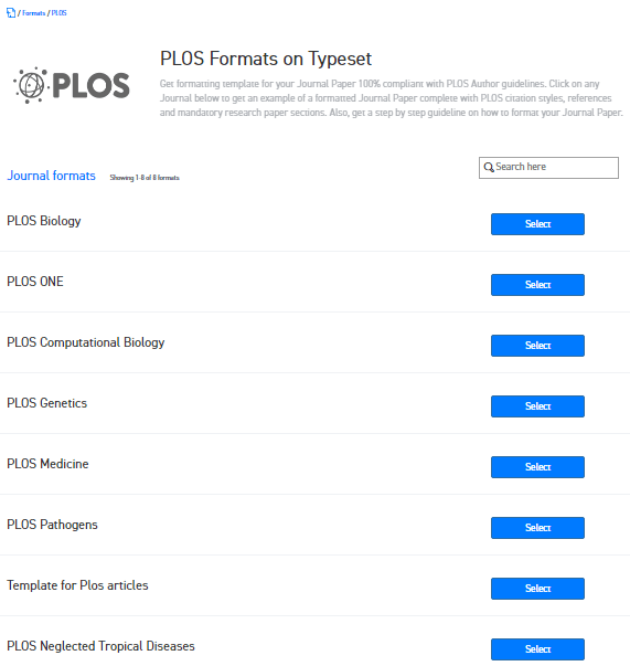 Where can I find the Word template for PLOS journals for publishing my