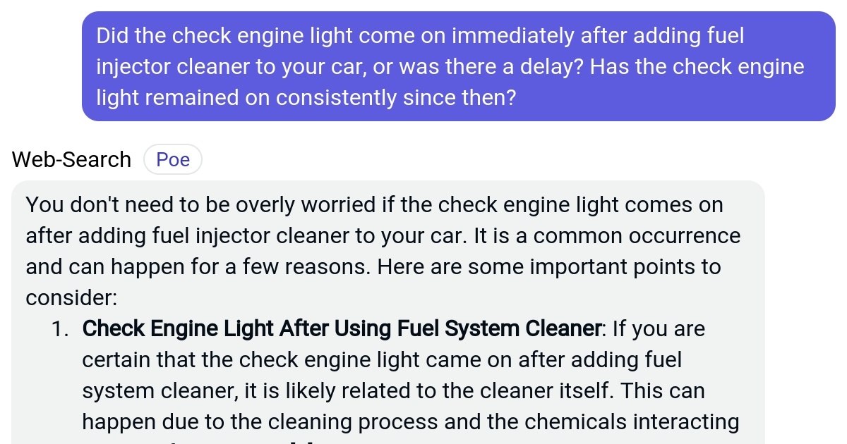 Did the check engine light come on immediately after adding fuel