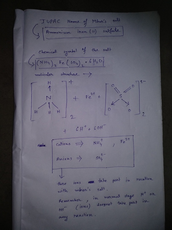 What is the Mohr's salt formula? Quora
