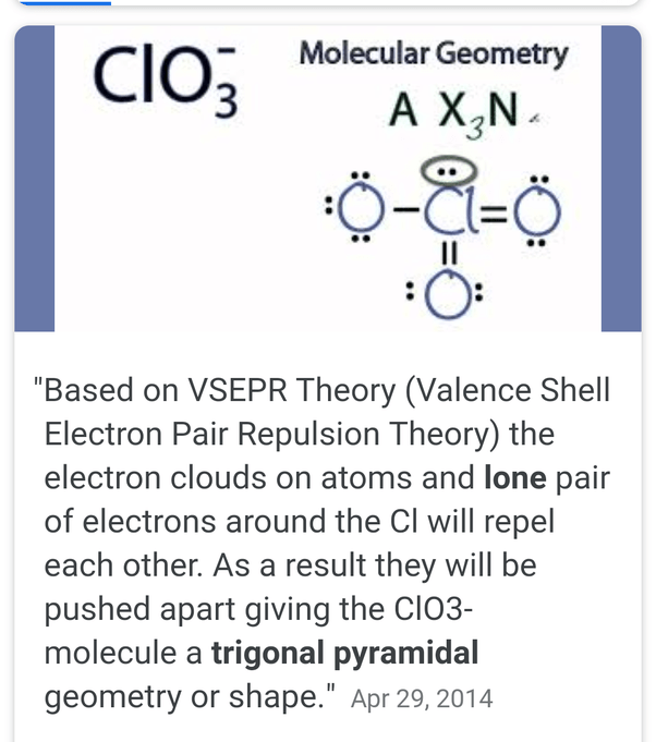 What is the shape of ClO3 ion? Quora