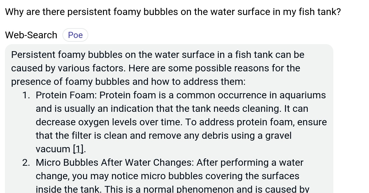 Why are there persistent foamy bubbles on the water surface in my fish