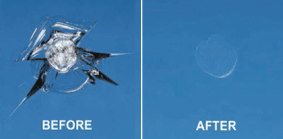 What do the auto glass repairers use to fix a chip in the windshield so