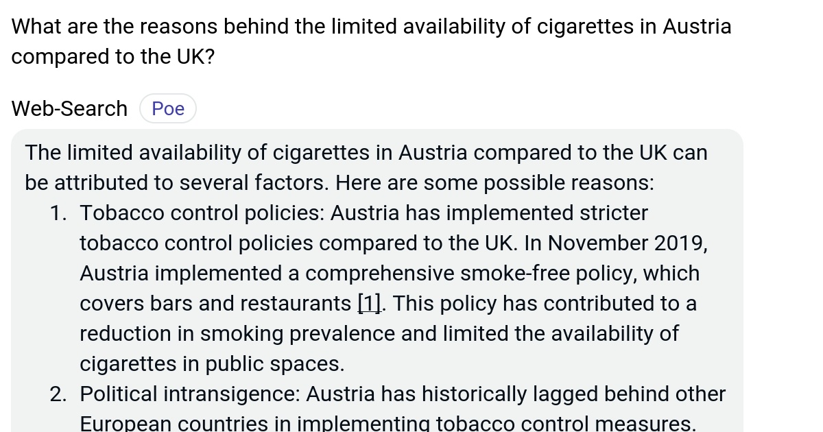 What are the reasons behind the limited availability of cigarettes in