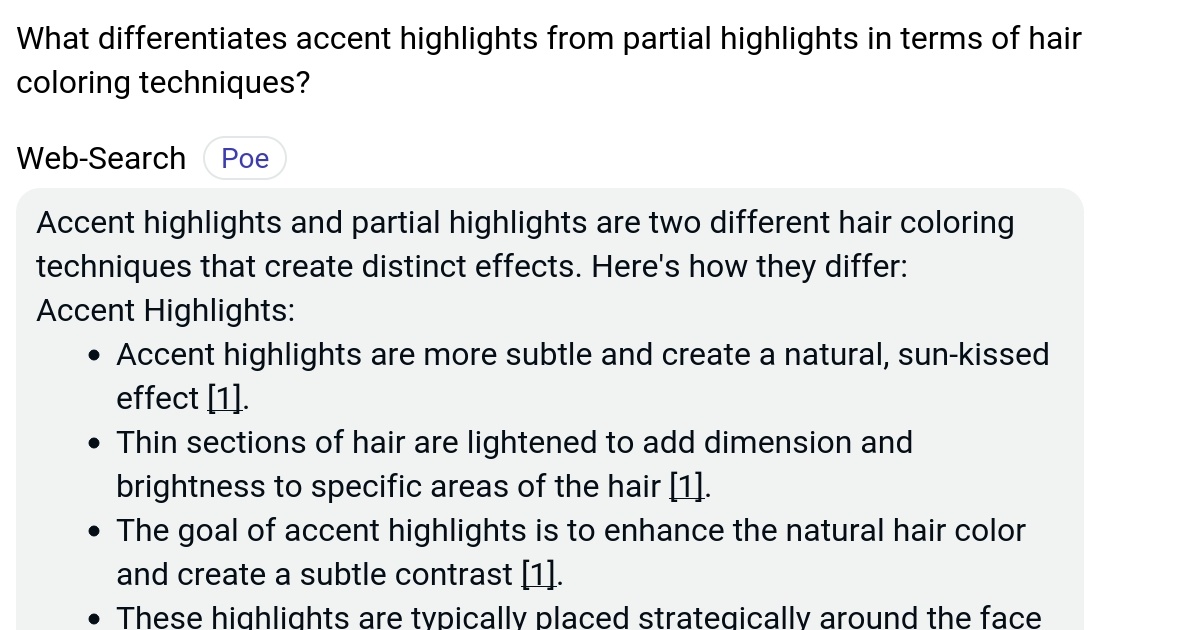 What differentiates accent highlights from partial highlights in terms of hair coloring