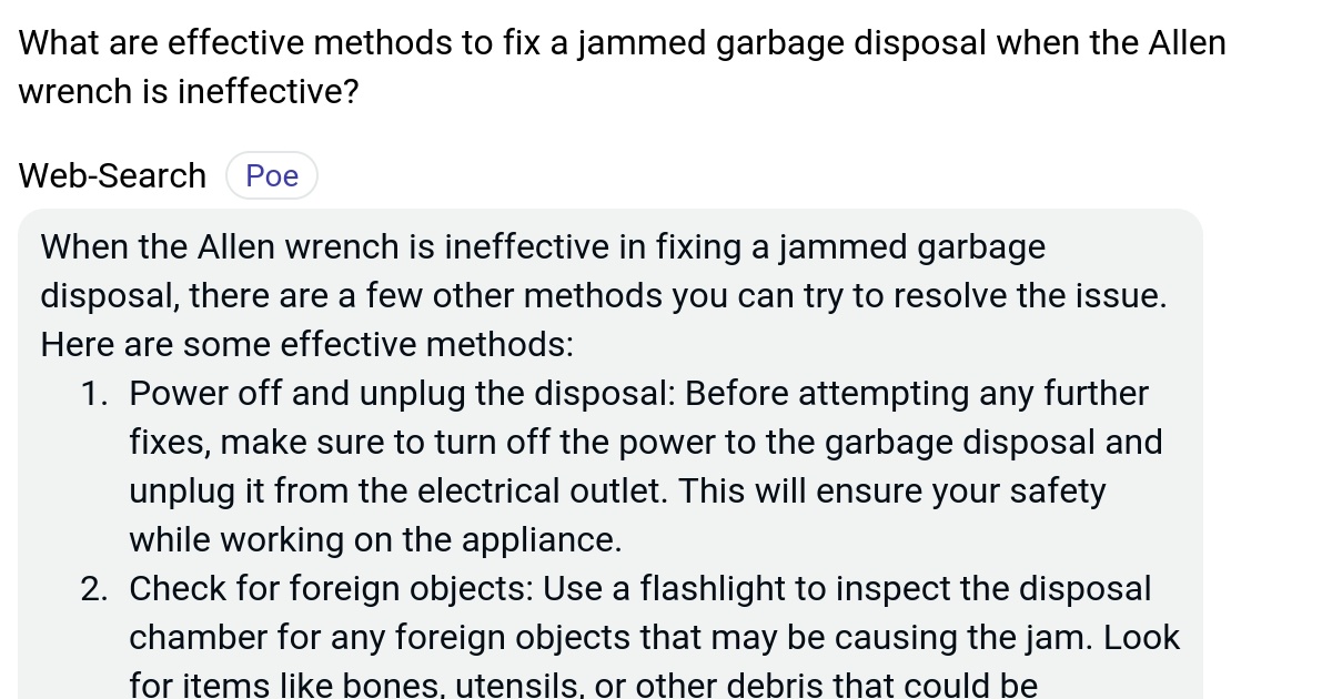What are effective methods to fix a jammed garbage disposal when the
