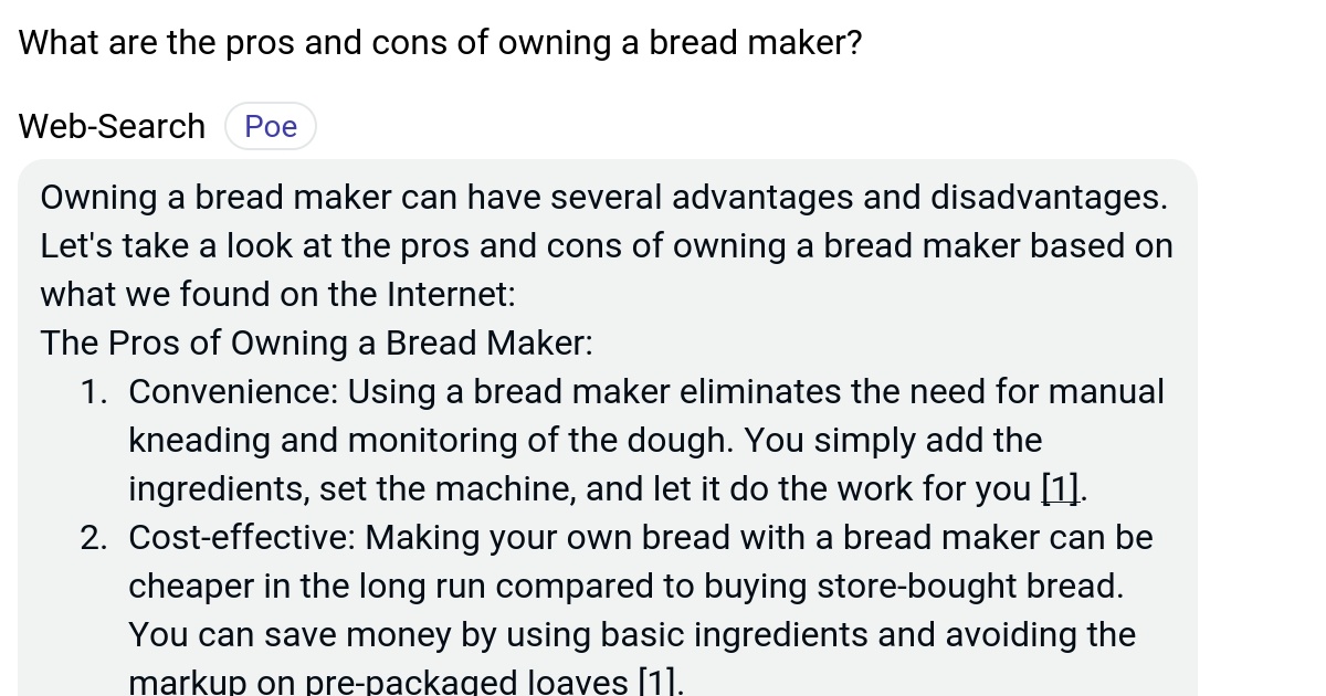 What are the pros and cons of owning a bread maker? Poe