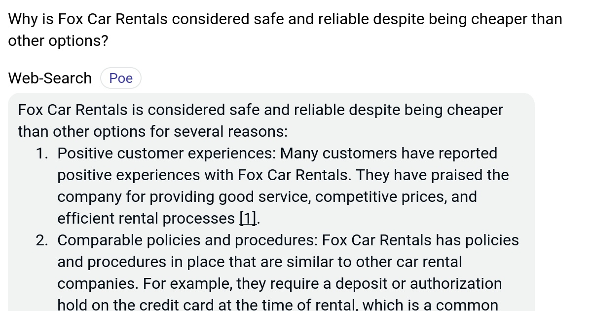 Why is Fox Car Rentals considered safe and reliable despite being