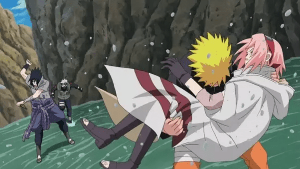 In which episode does Naruto meet Sasuke again (after the death of