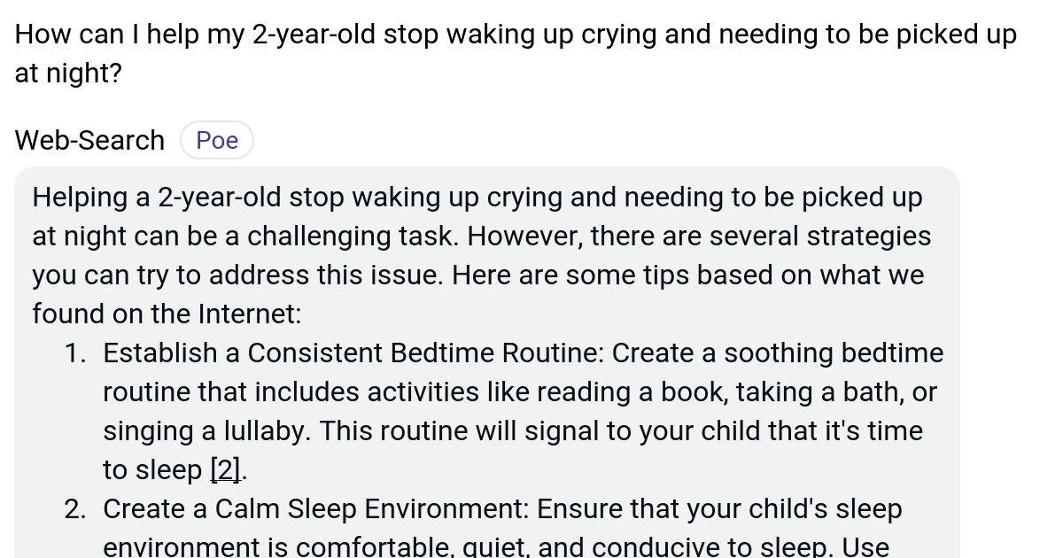 How can I help my 2yearold stop waking up crying and needing to be