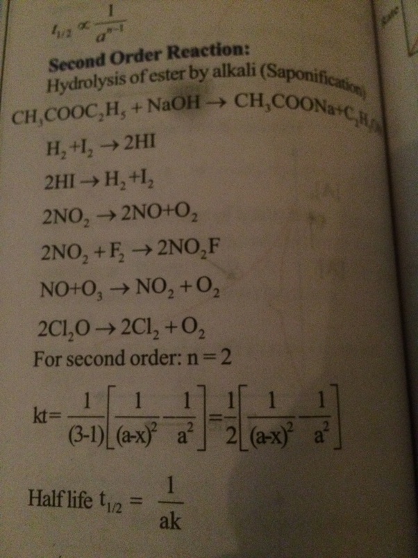 What is an example of a second order reaction? Quora