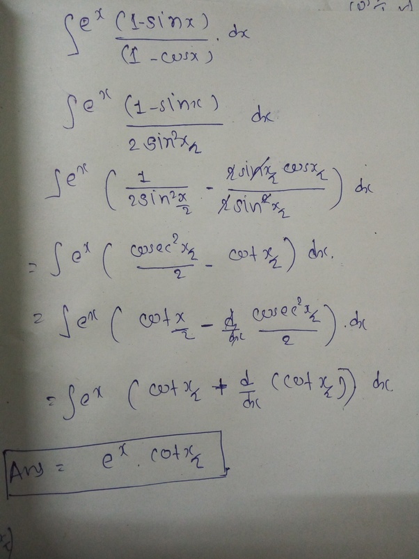 What is the integral of e^x(1sinx)/(1cosx)? Quora