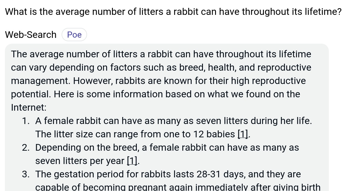 What is the average number of litters a rabbit can have throughout its