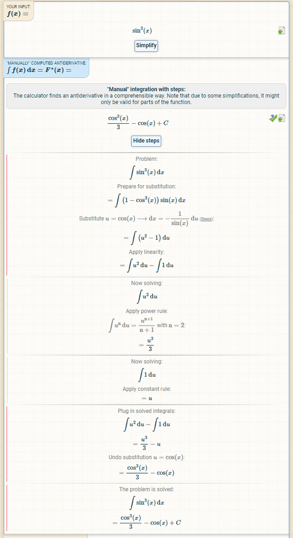 How to find the integral of sin cubed Quora