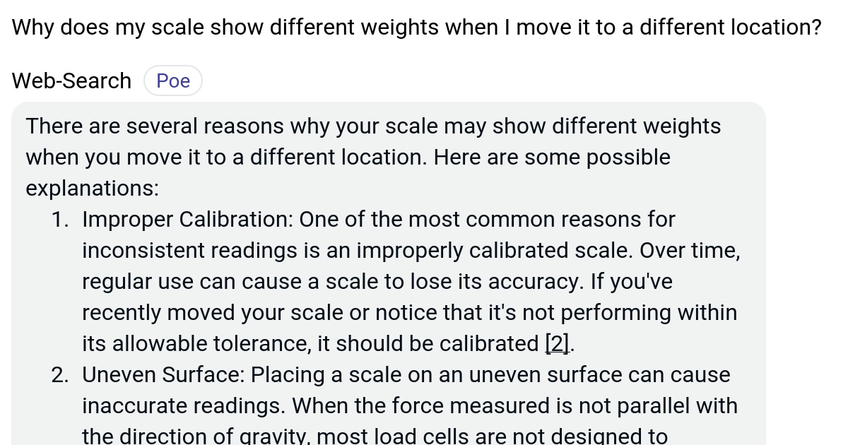 Why does my scale show different weights when I move it to a different