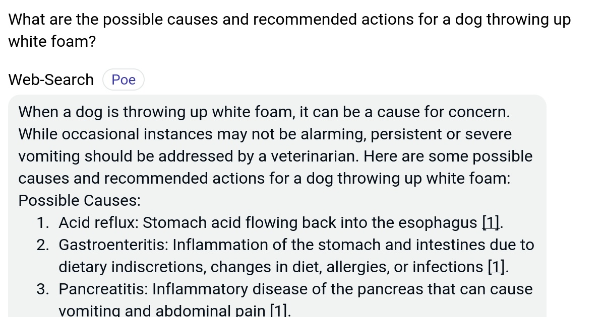 What are the possible causes and actions for a dog throwing