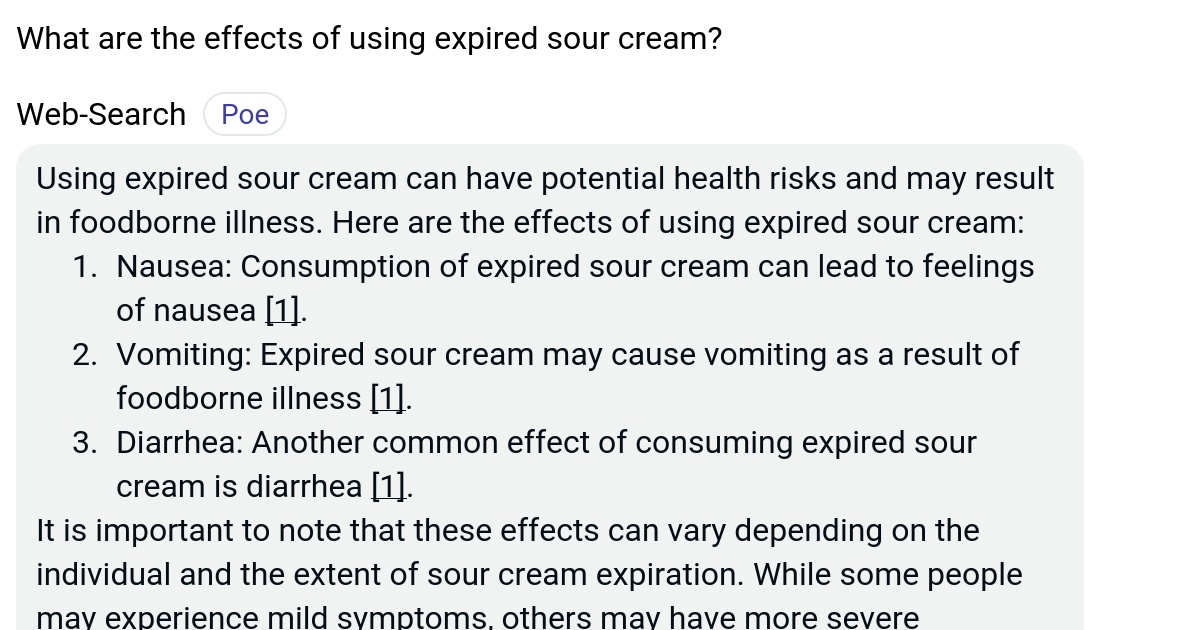 What are the effects of using expired sour cream? Poe