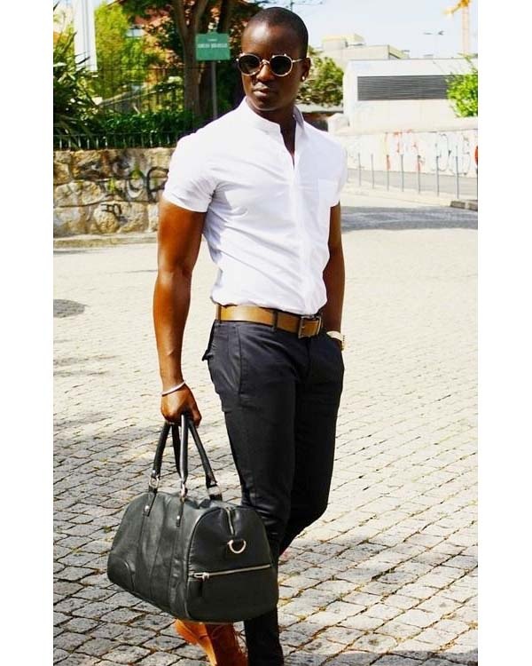 Should I wear a dark brown belt with black pants and a white shirt and