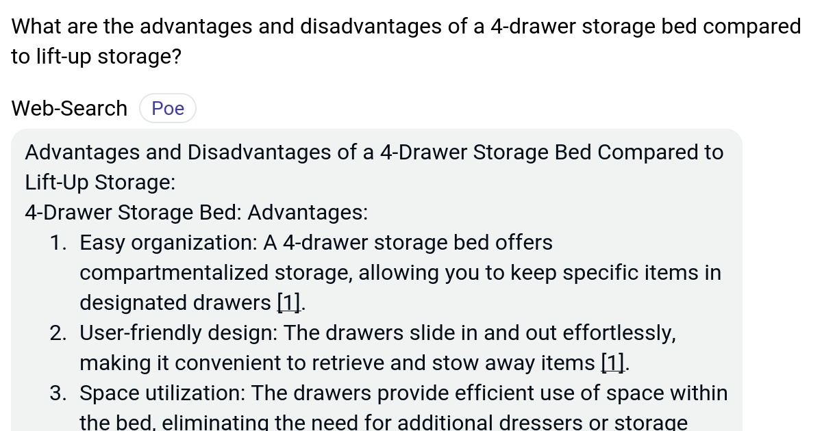 What are the advantages and disadvantages of a 4drawer storage bed
