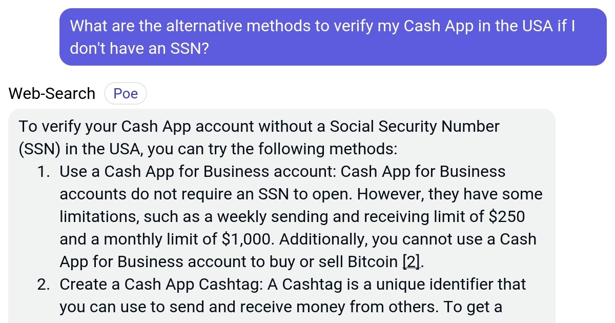 What are the alternative methods to verify my Cash App in the USA if I