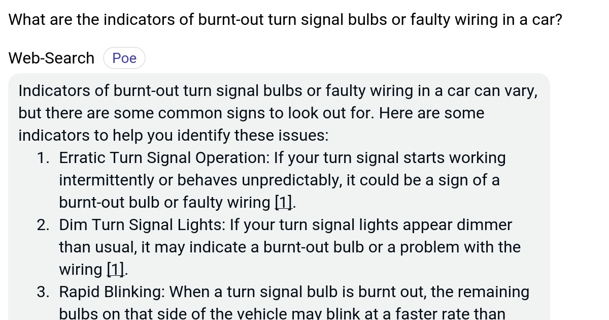 What are the indicators of burntout turn signal bulbs or faulty wiring